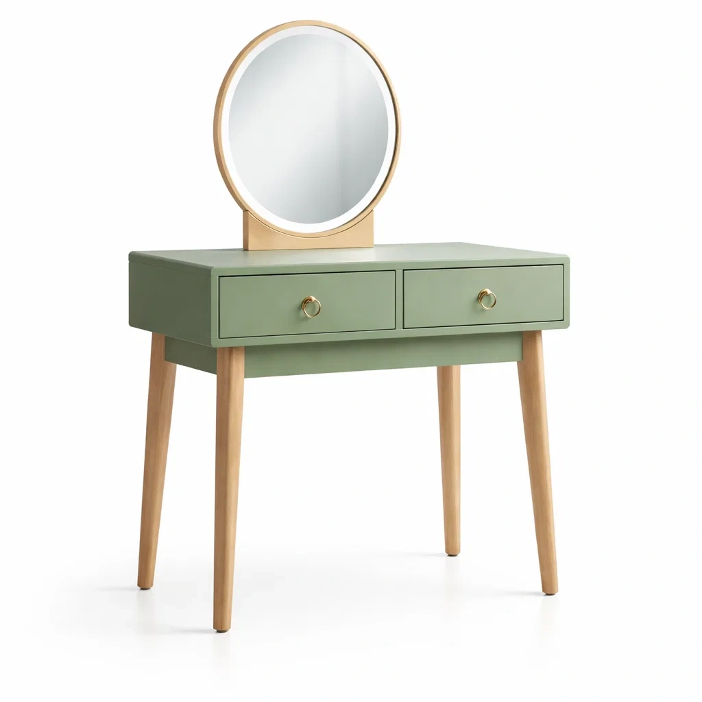 Schminktisch mdf und massivholz grün mit spiegel-FURNIINHOUSE