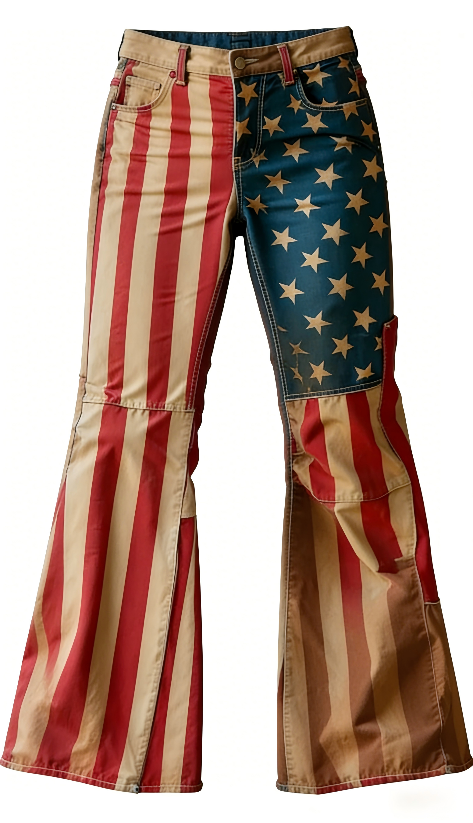 Vintage Independence Day With America Flag Art Design Jeans