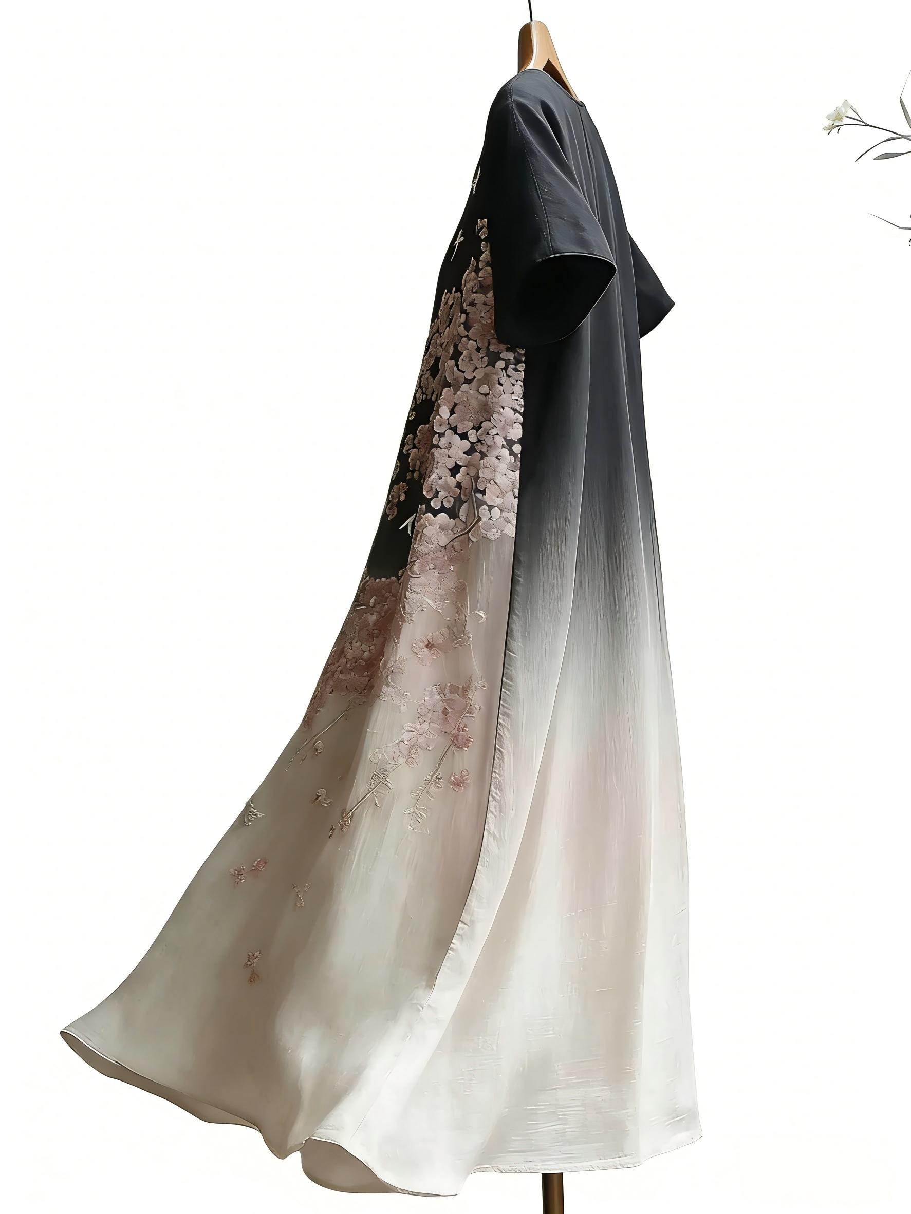 Japanese Art Cherry Blossom Pattern Design Casual Linen Dress