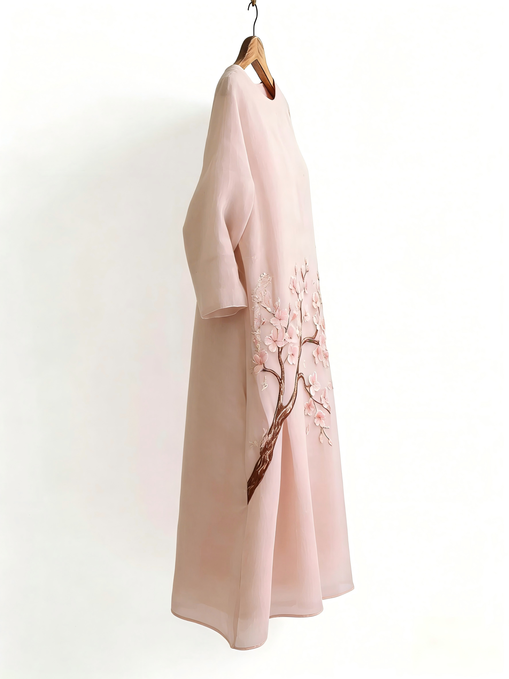 Cherry Blossom Japanese Gradient Flowy Linen Long Kimono