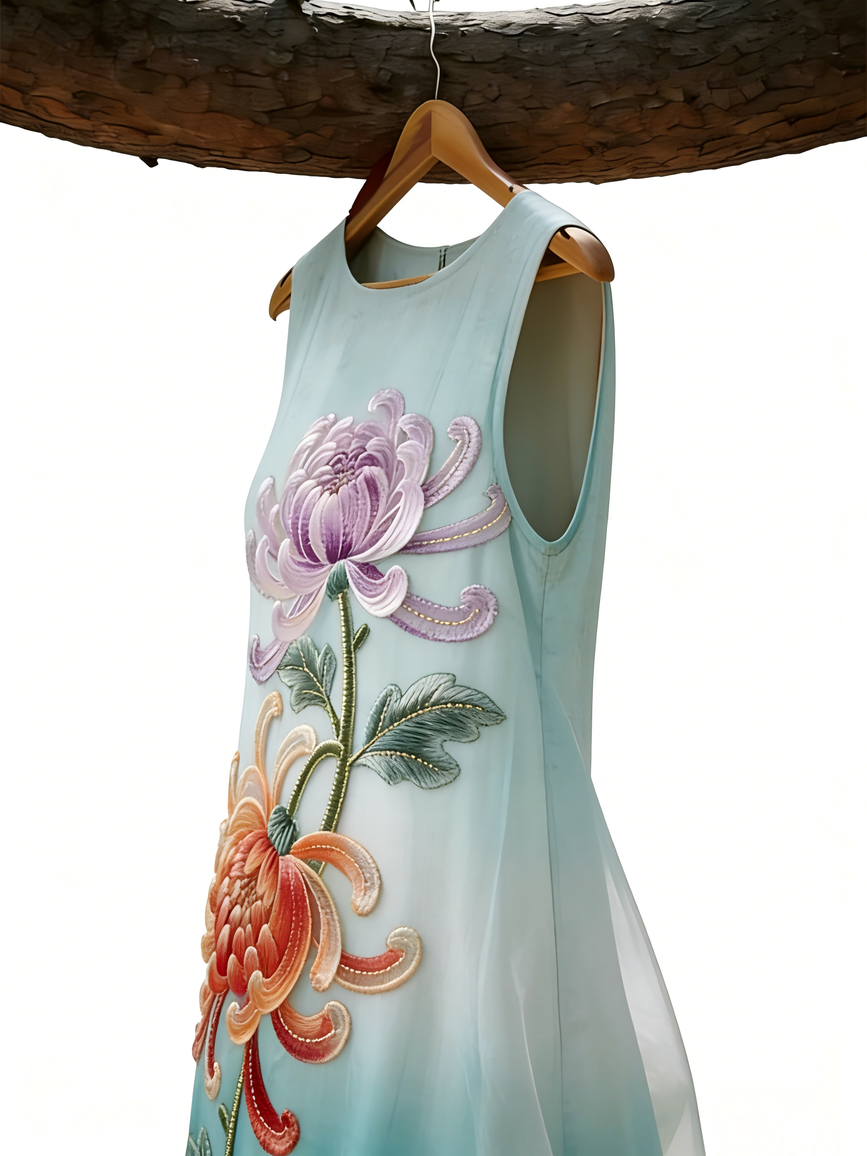 Classy Chrysanthemum Gradient Flowy Linen Tank Dress