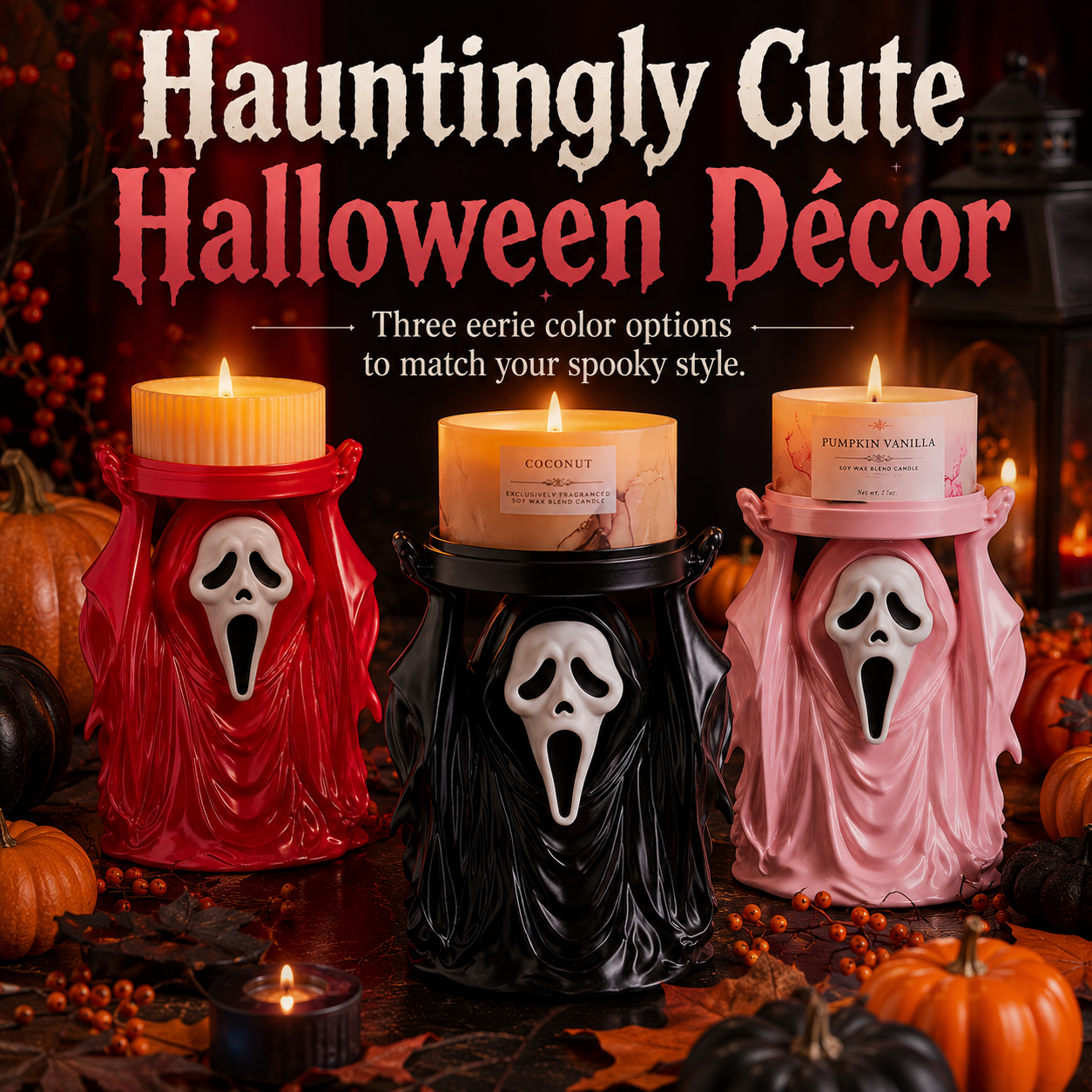 Ghost Face Candle Holder Halloween decor