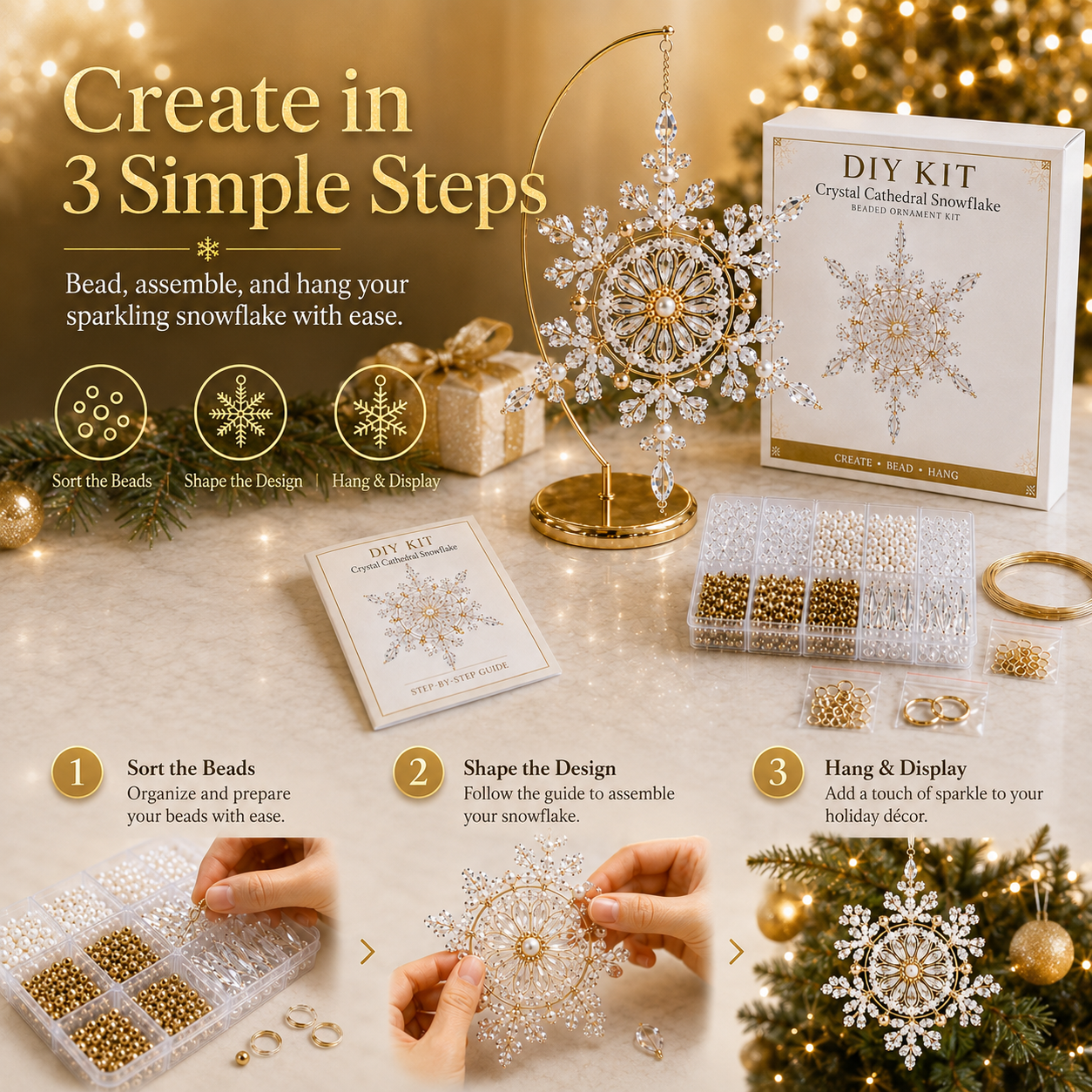 ❄️ DIY Beaded Snowflake Ornament Kits — Create Your Own Crystal Christmas Magic
