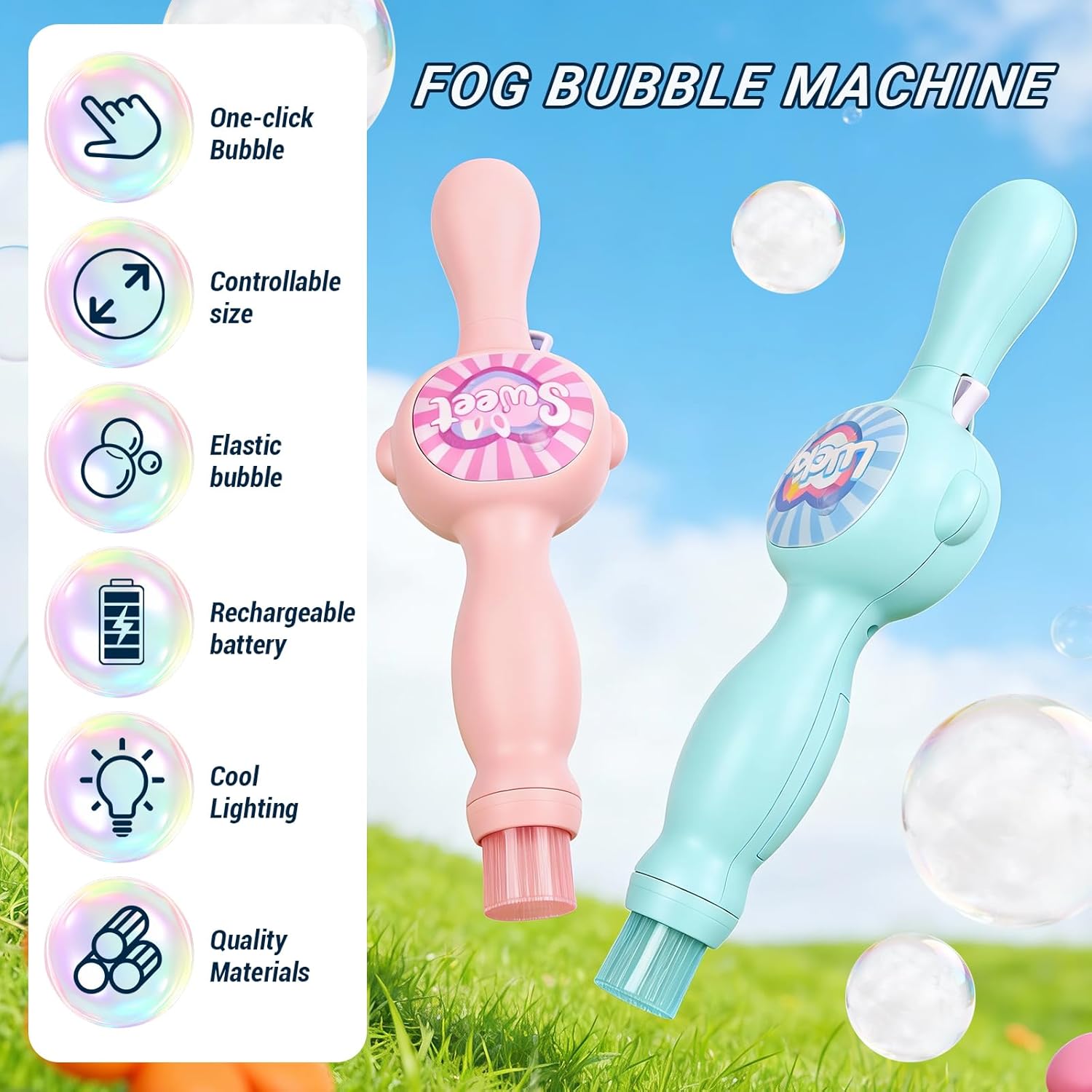 Elysian Bubble Wand | Fog-Filled Bubbles with Lights and Music