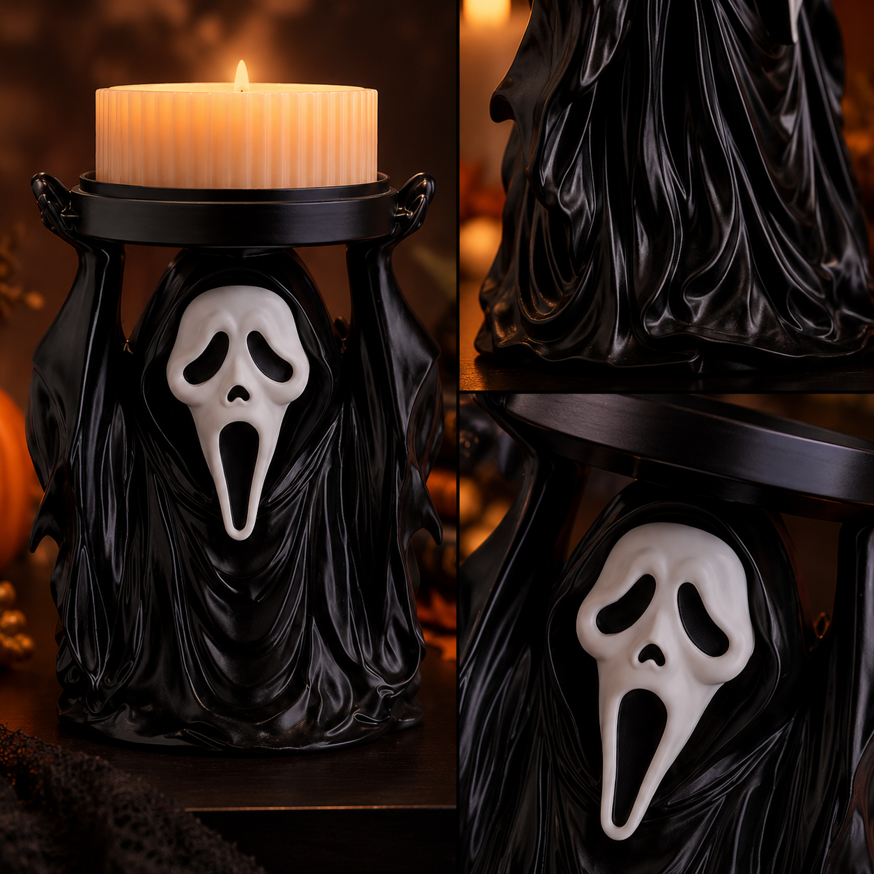 Ghost Face Candle Holder sculptural details