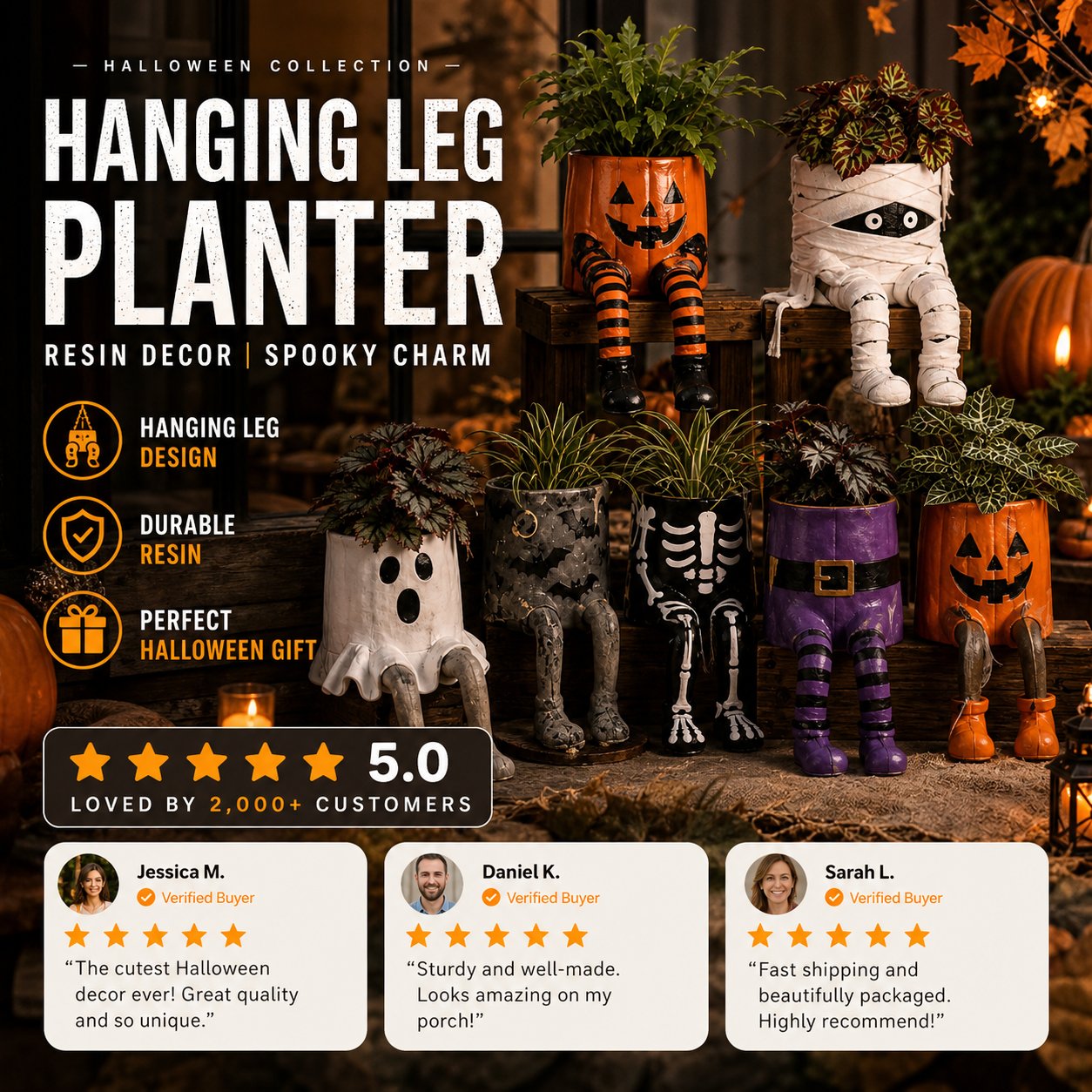 🎃💀Whimsical Skeleton Leg Hanging Planter 🦴 Halloween Fall Decor Free Shipping ≥3pcs