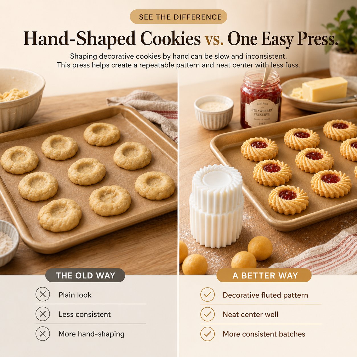 ⏳ ✨Buy 1 Get 1 Free 🥮 – 🍪 Fluted Jam Cookie Press Mold
