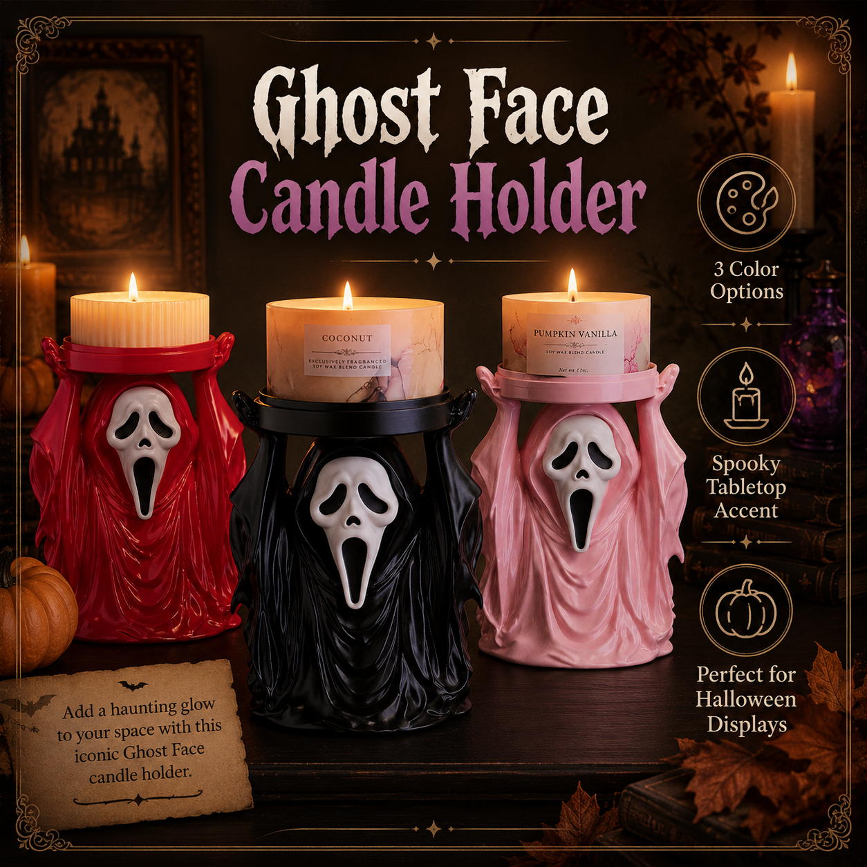 Ghost Face Candle Holder product details