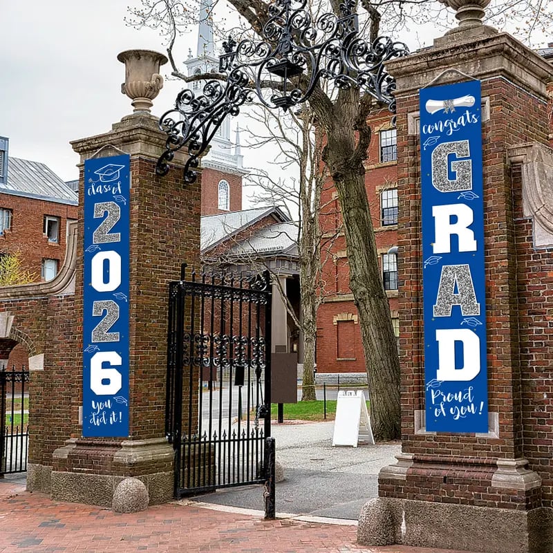 🔥LAST DAY 49% OFF - 🎓Class of 2026 Graduation Banner  🎓Congrats Grad Front Door Porch Decor for Graduation Party (✨Set of 2)