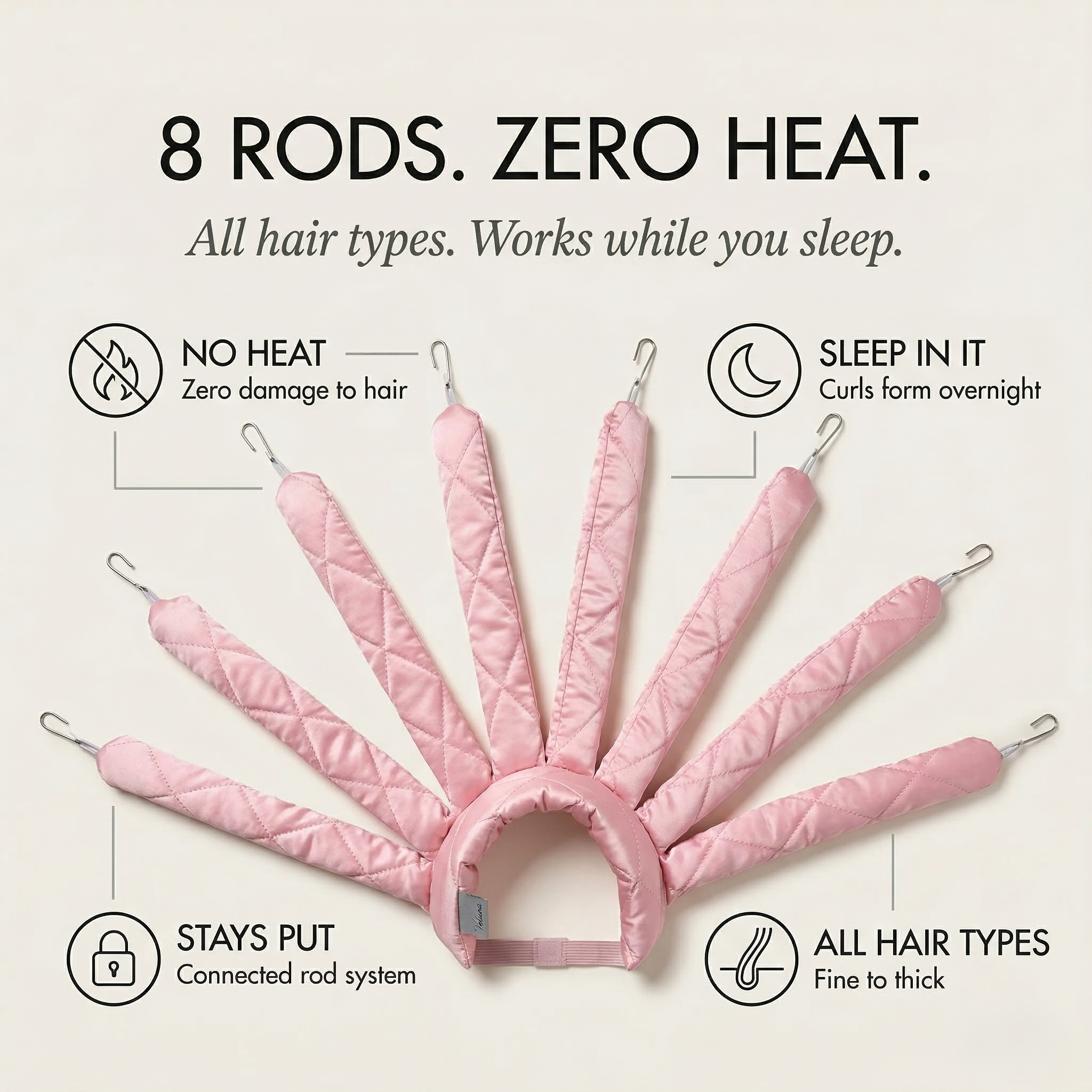 50%💥 – Heatless Overnight Curl Set | No Damage Soft Waves 