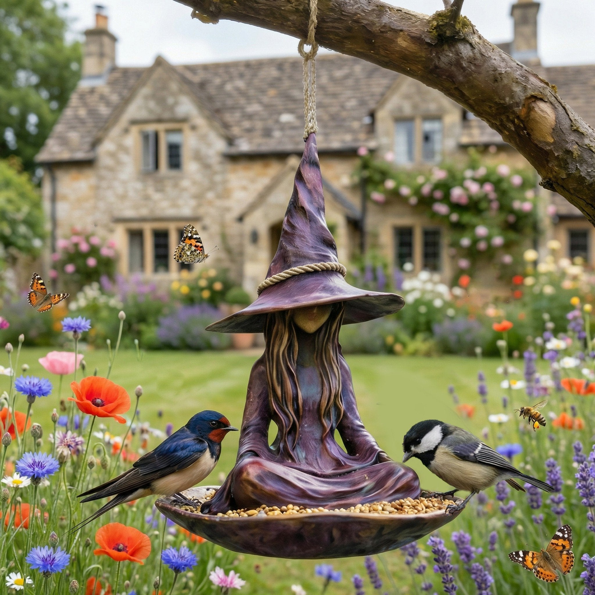 🔮Meditating Witch Garden Bird Feeder
