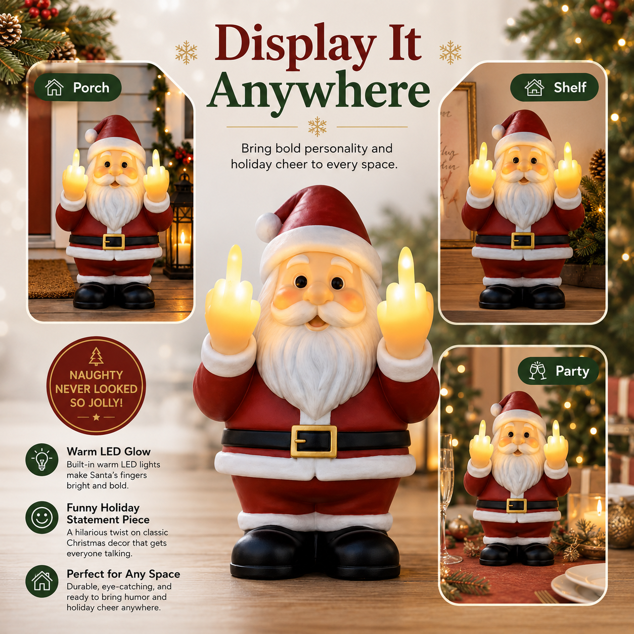 Middle Finger Santa Wall Decoration Product Details