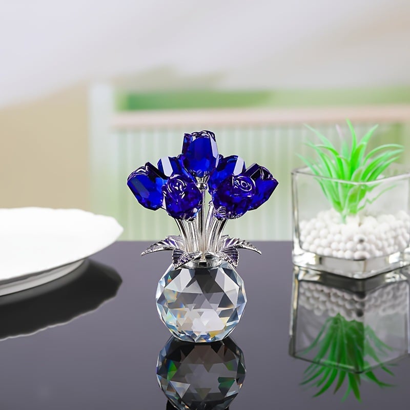 🔥Last Day 49% OFF✨Crystal Colourful Rose Figurine with Vase