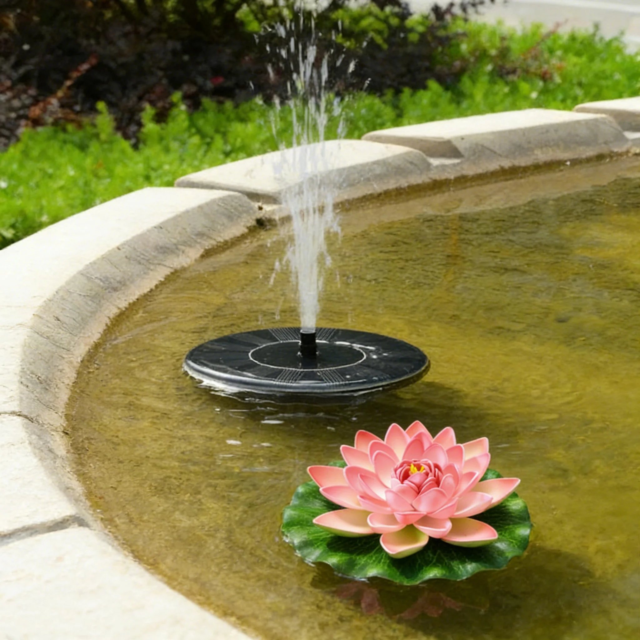 🎁Solar Bird Bath Fountain with 6 Nozzles 1.5W Solar Panel Kit Water Pump, Outdoor Watering Submersible Pump for Pond, Pool, Garden, Fish Tank