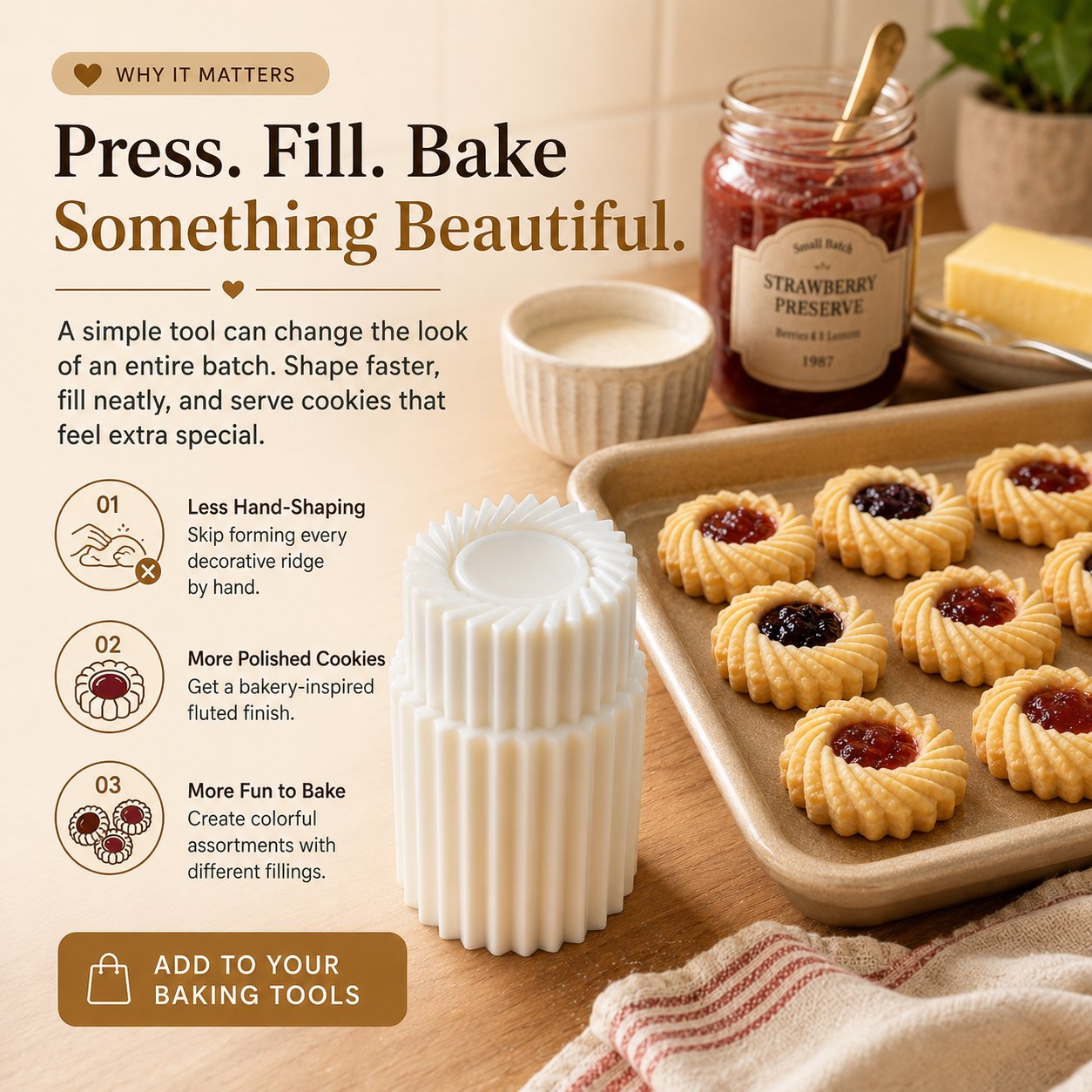 ⏳ ✨Buy 1 Get 1 Free 🥮 – 🍪 Fluted Jam Cookie Press Mold