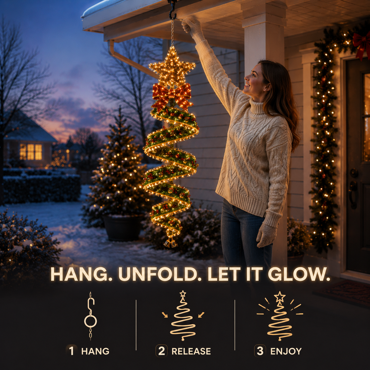 🔥Last‑day 49% OFF-🎄Christmas Magic Spiral Hanging LED Light Collection