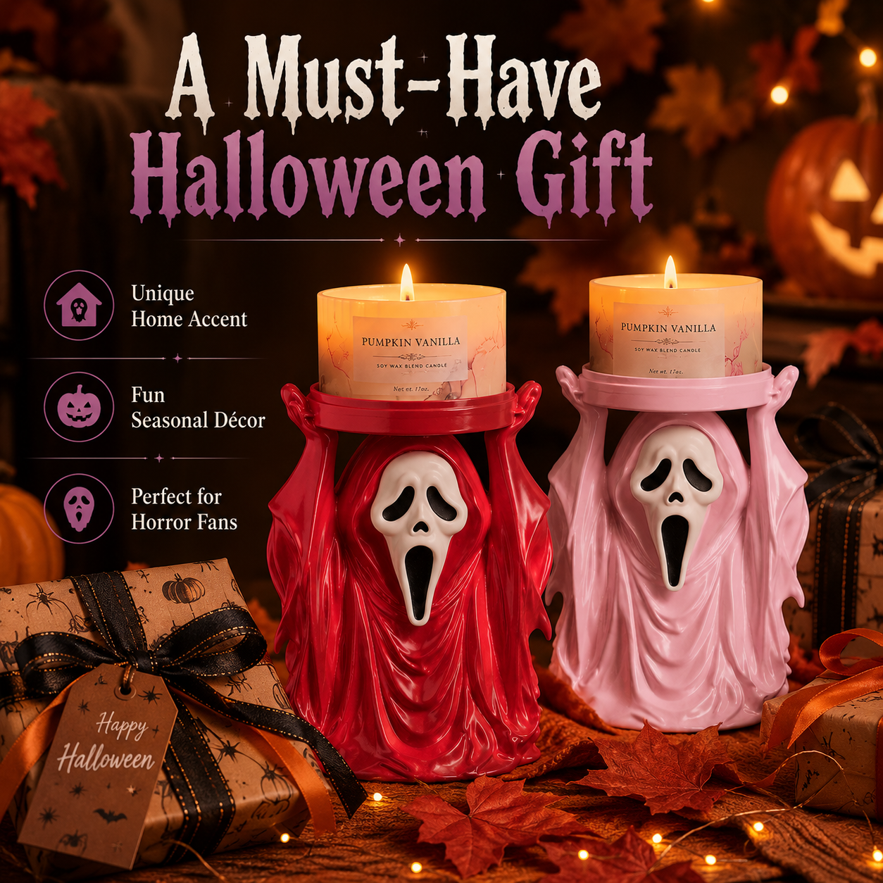 Ghost Face Candle Holder horror gift
