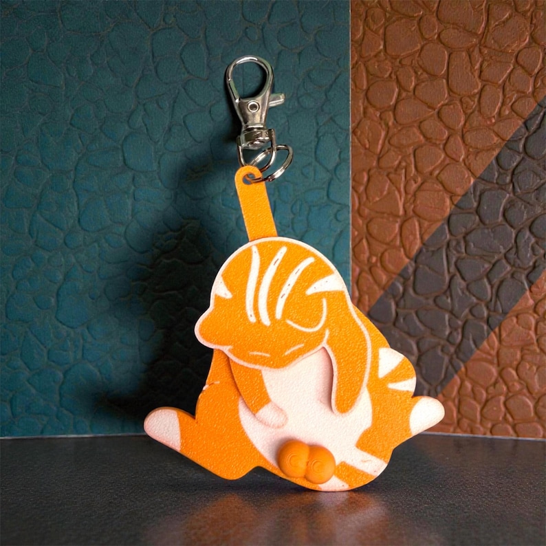 🐱 Funny Cat Keychain – 3D Printed Fidget Toy for Stress & Anxiety Relief 🐱