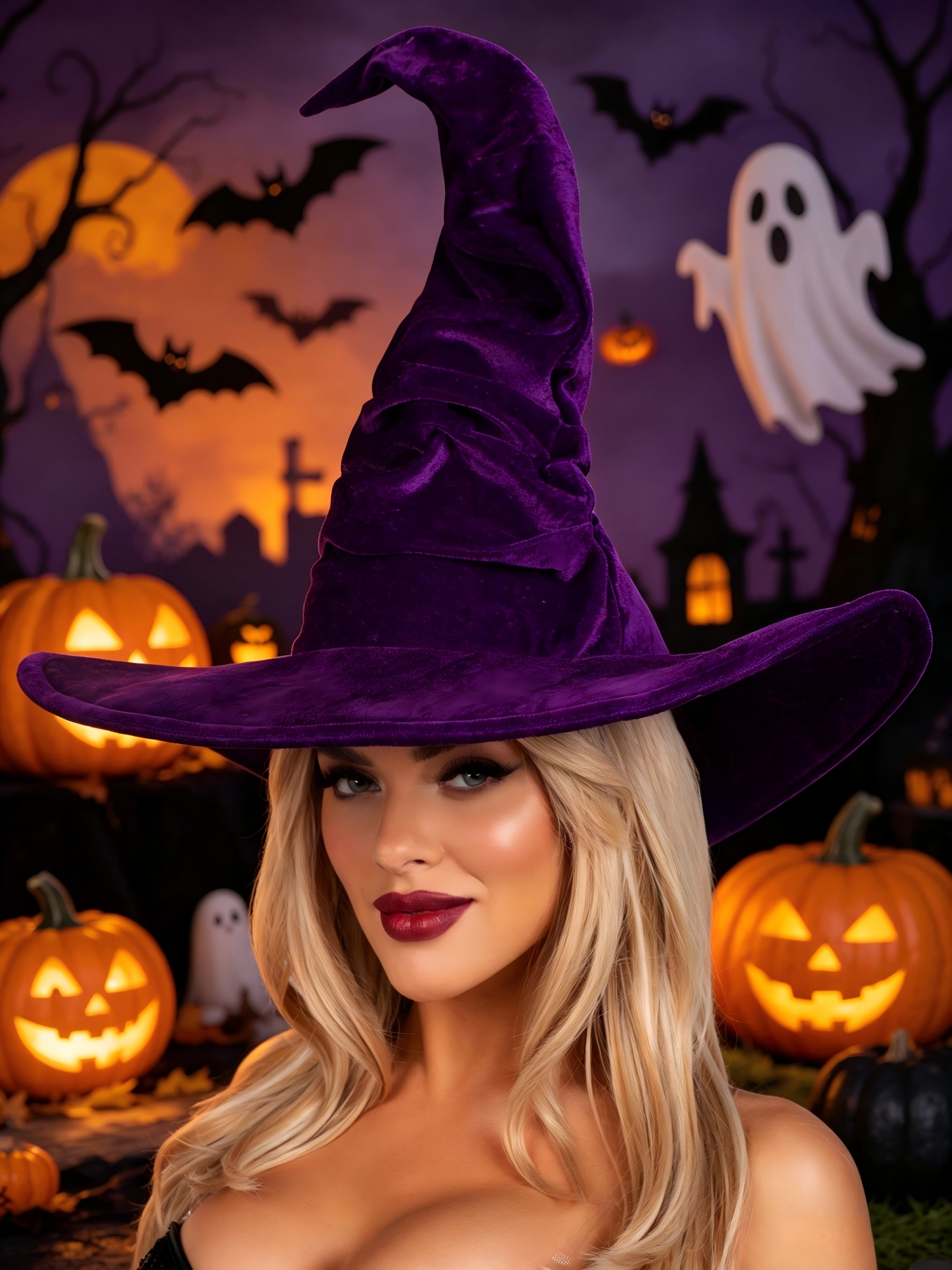 🧙‍♀️ Velvet Ruched Witch Hat -Luxe Bendable Halloween Costume Accessory