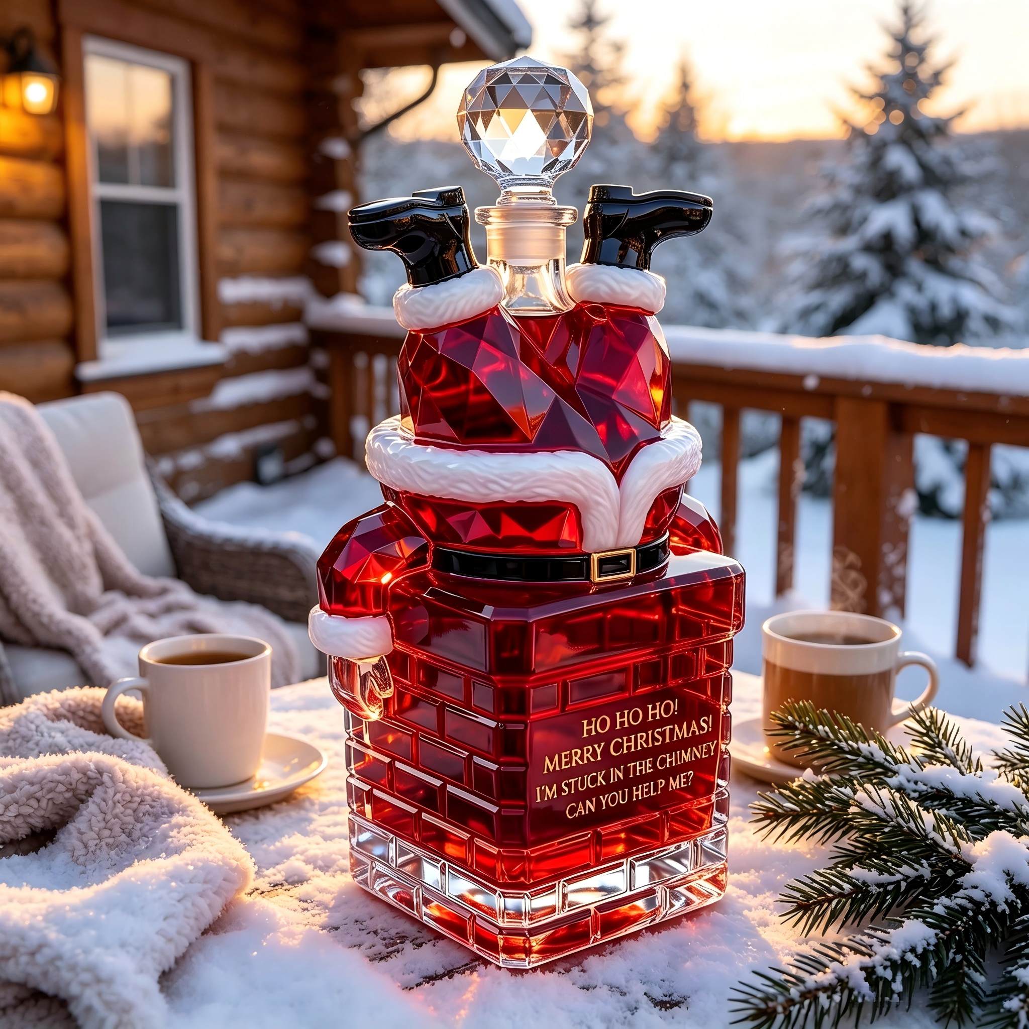 💥 Ship From Stock⚡ 50% Off – Santa Stuck in the Chimney Whiskey Bottle