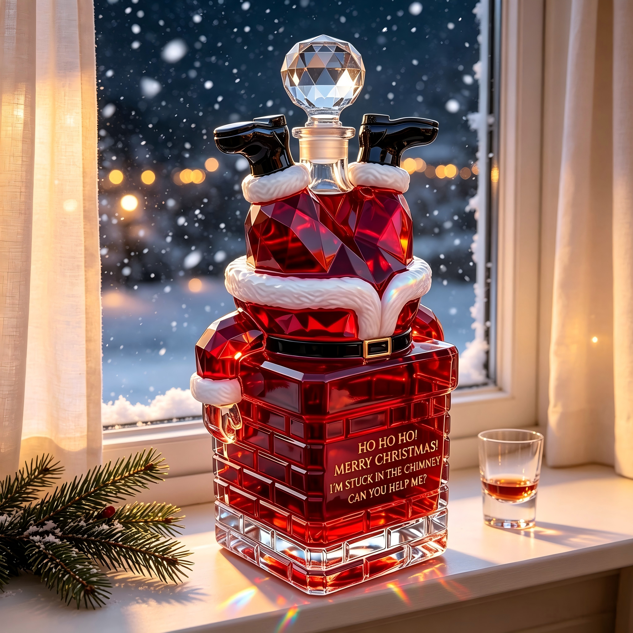 💥 Ship From Stock⚡ 50% Off – Santa Stuck in the Chimney Whiskey Bottle