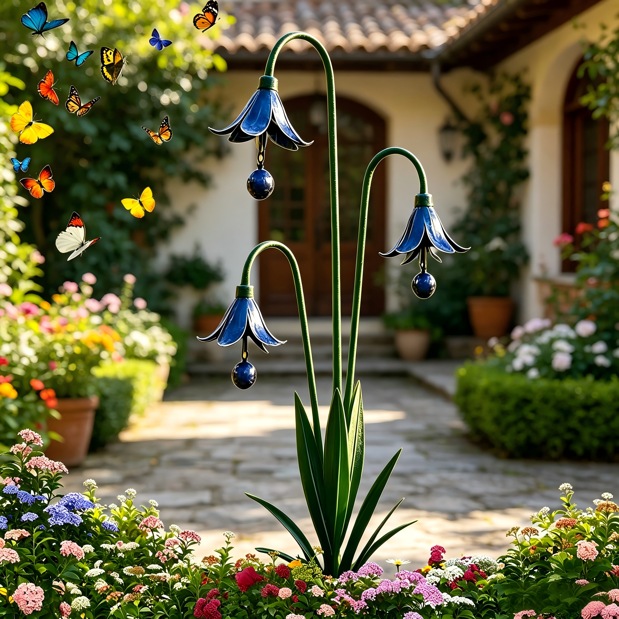 🔥 Hot Selling Yard Art Decor🔔✨Blue Bell Lily of the Valley Metal Garden Stake 
