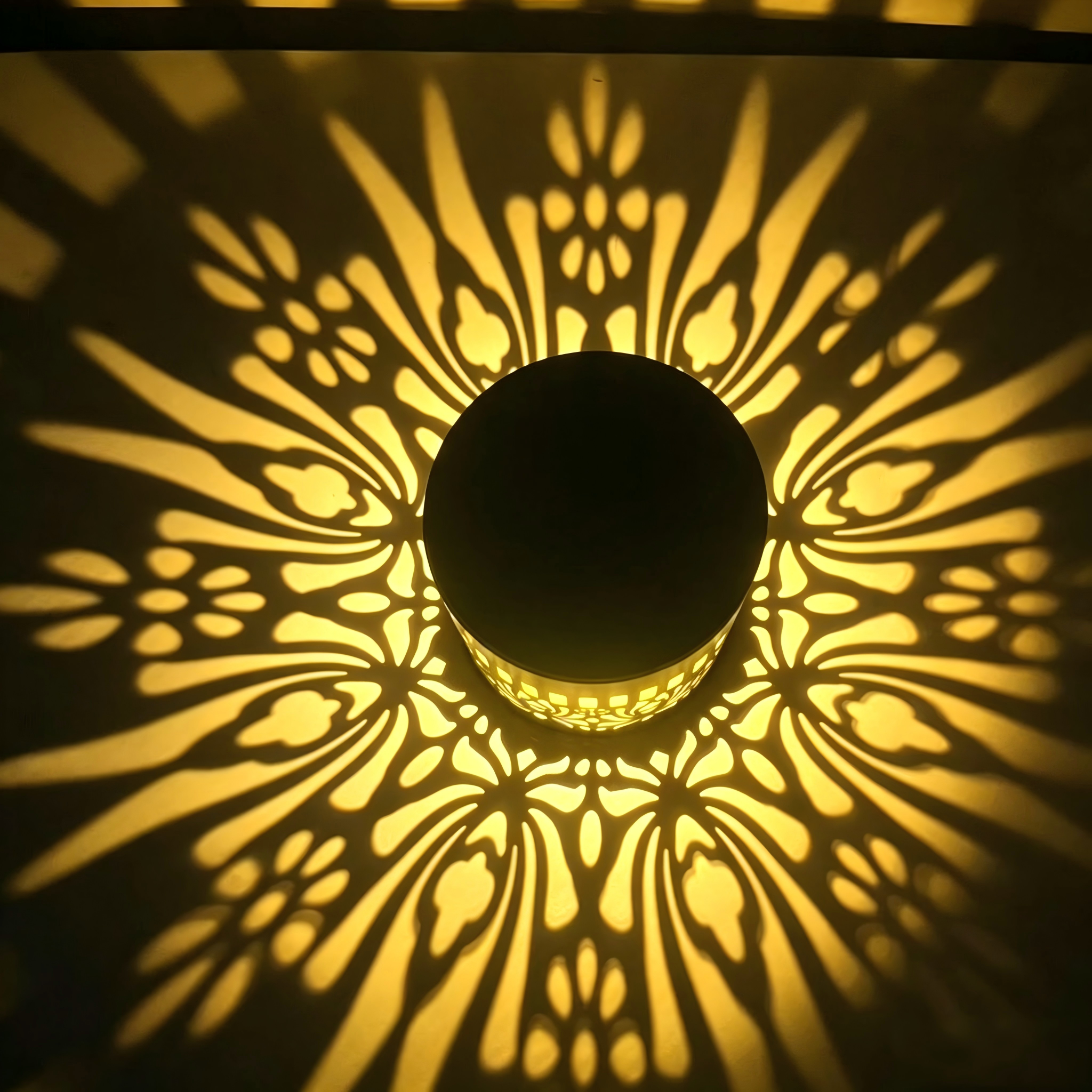 Solar Mandala Wall Light Outdoor Garden Fence Projector Lamp Patio Ambient Decor