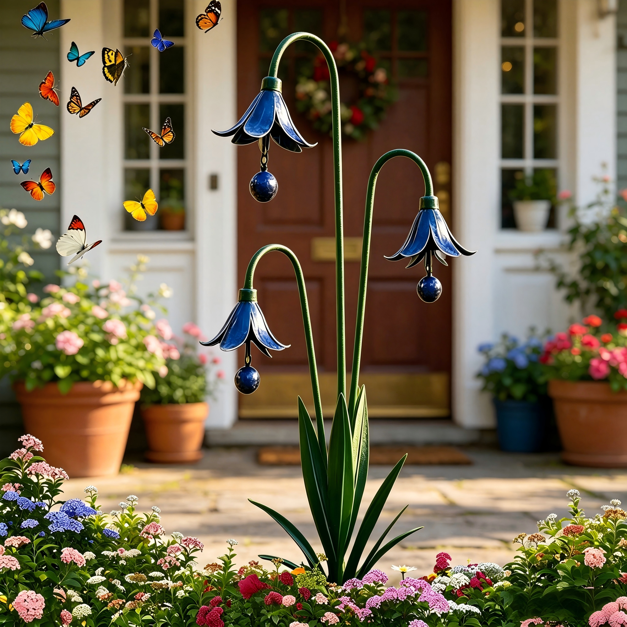🔥 Hot Selling Yard Art Decor🔔✨Blue Bell Lily of the Valley Metal Garden Stake 