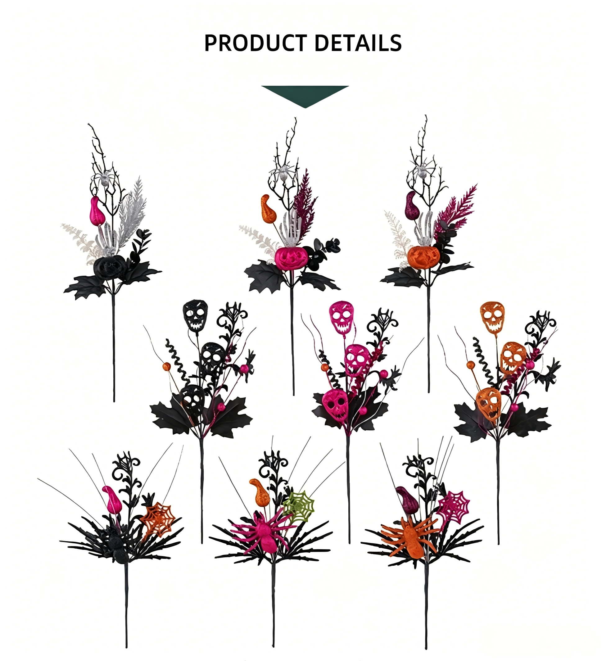 🕷️Halloween Countdown! Last Day 49% OFF 🎃 9 Styles Gothic Halloween Floral Picks 👻
