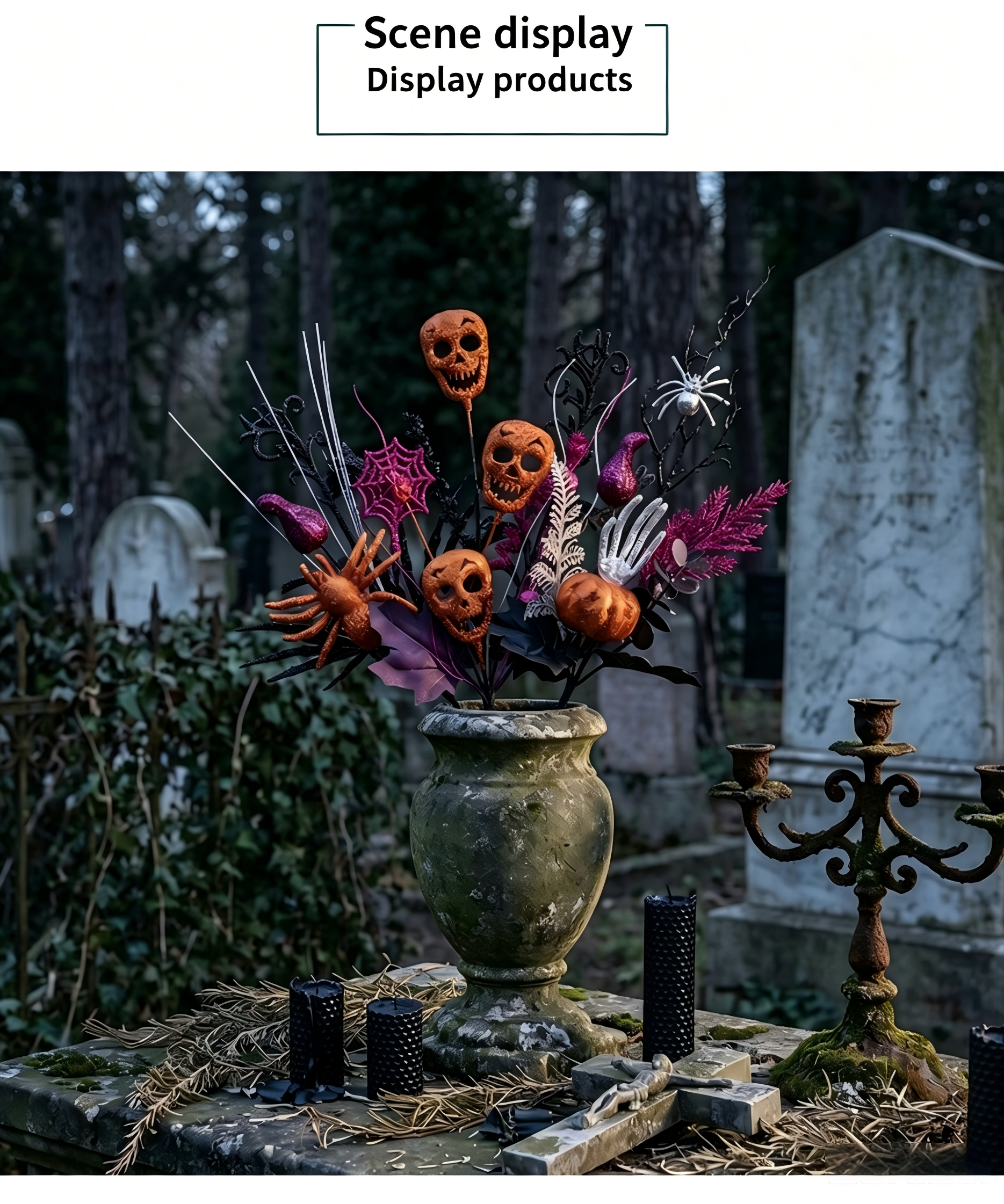 🕷️Halloween Countdown! Last Day 49% OFF 🎃 9 Styles Gothic Halloween Floral Picks 👻