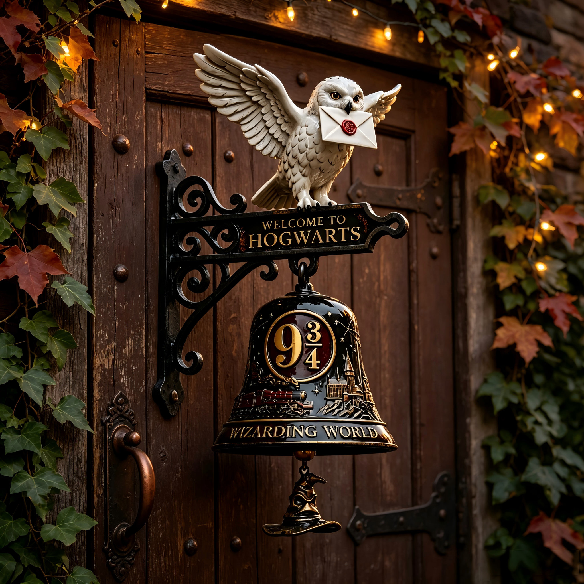 🦉Hogwarts Hedwig Owl 9 3/4 Wall Hanging Bell Decor