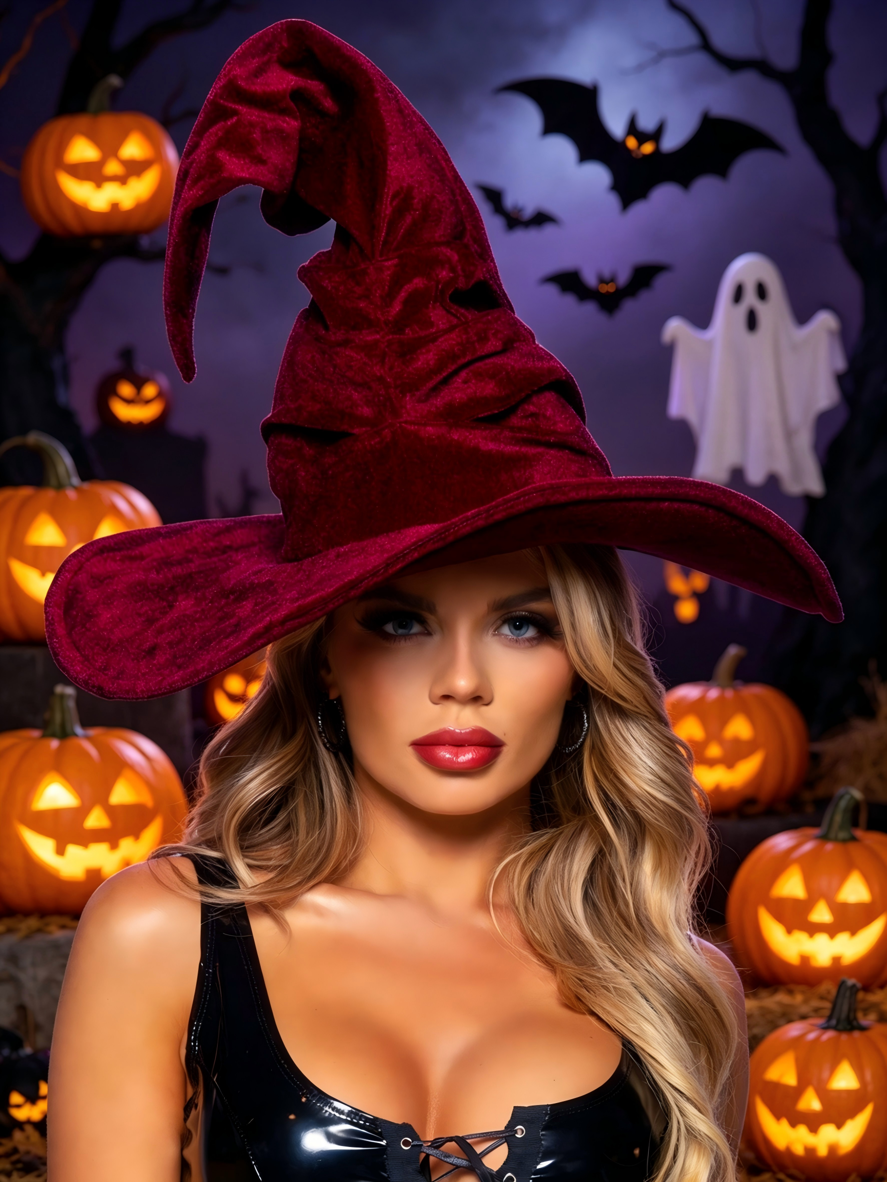 🧙‍♀️ Velvet Ruched Witch Hat -Luxe Bendable Halloween Costume Accessory