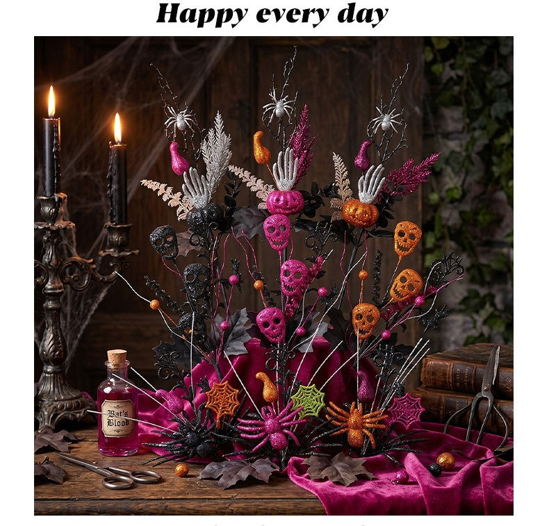 🕷️Halloween Countdown! Last Day 49% OFF 🎃 9 Styles Gothic Halloween Floral Picks 👻