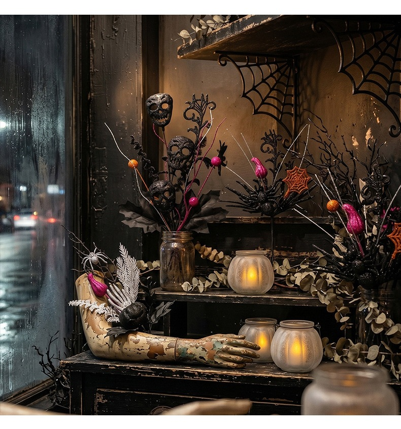🕷️Halloween Countdown! Last Day 49% OFF 🎃 9 Styles Gothic Halloween Floral Picks 👻