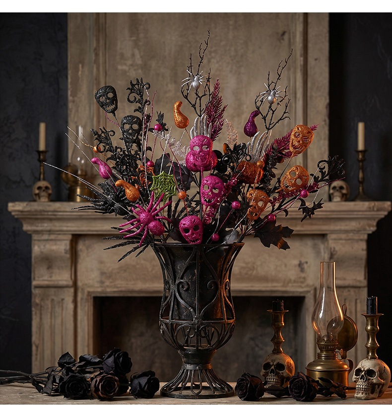 🕷️Halloween Countdown! Last Day 49% OFF 🎃 9 Styles Gothic Halloween Floral Picks 👻