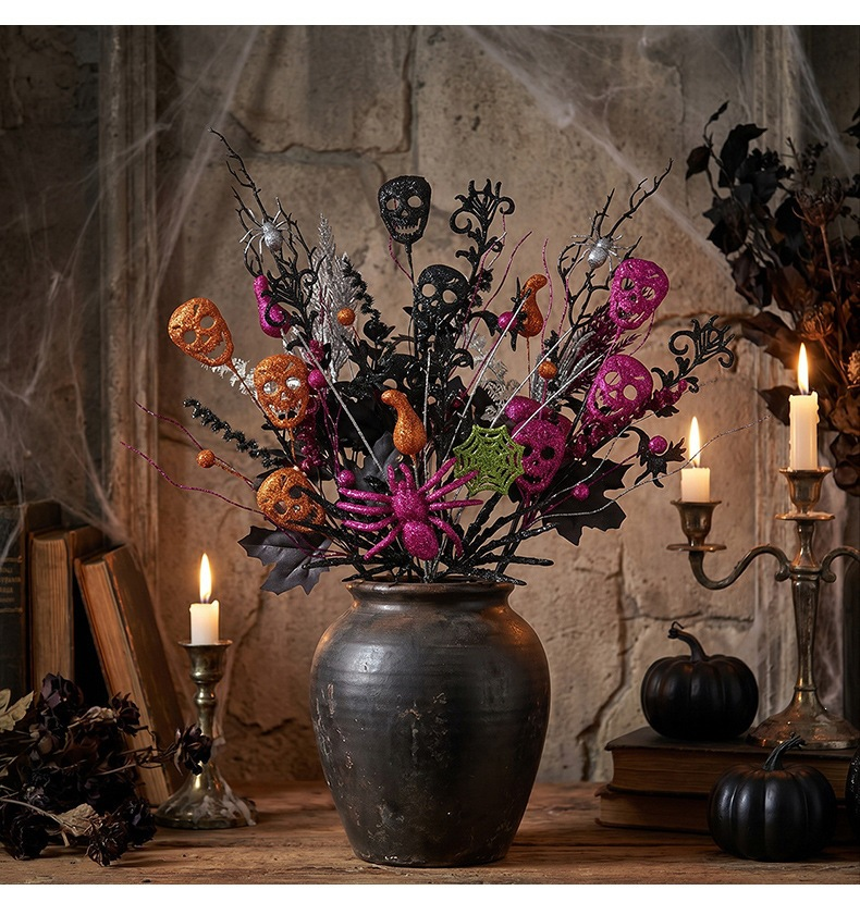 🕷️Halloween Countdown! Last Day 49% OFF 🎃 9 Styles Gothic Halloween Floral Picks 👻