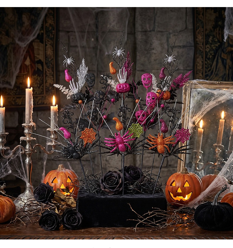 🕷️Halloween Countdown! Last Day 49% OFF 🎃 9 Styles Gothic Halloween Floral Picks 👻