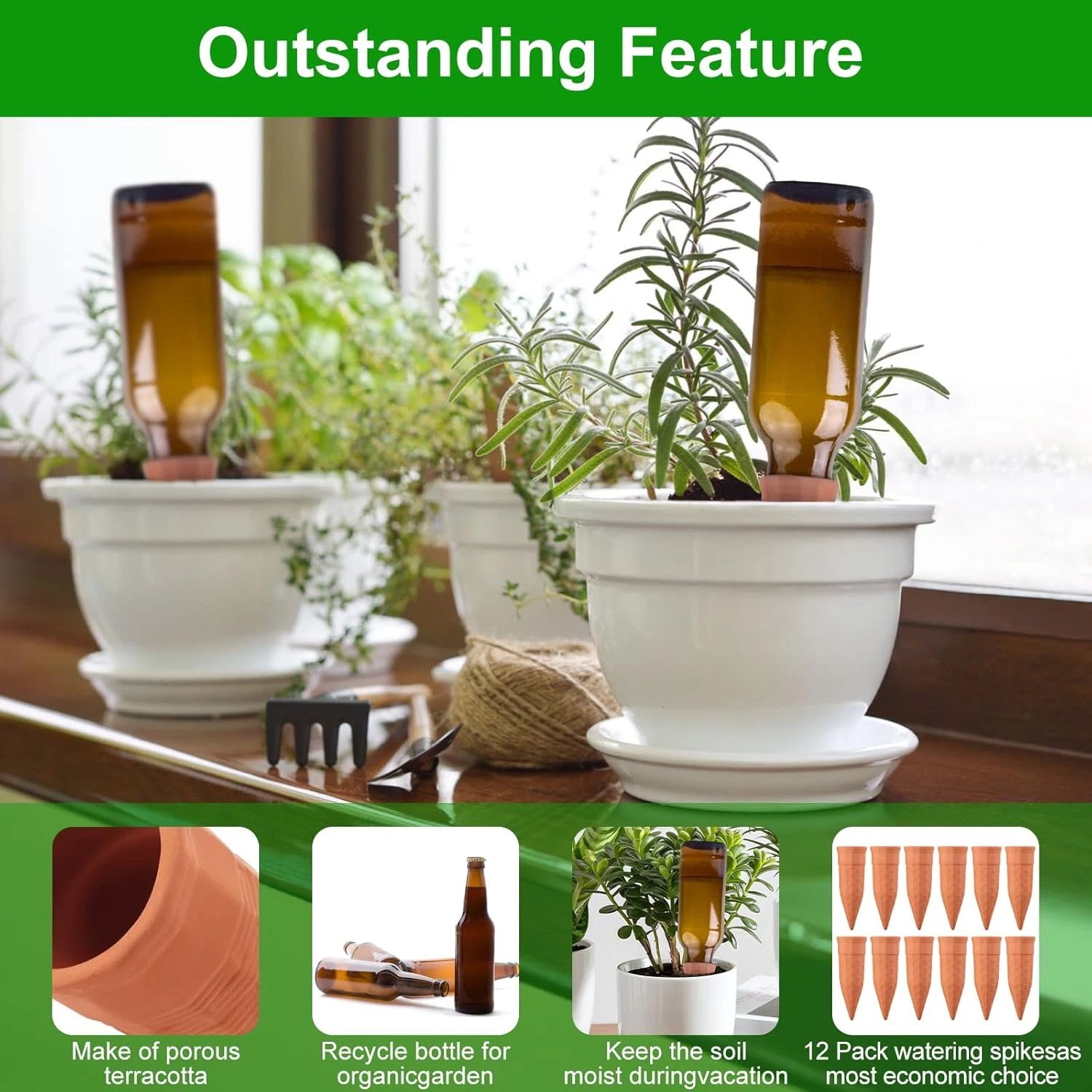 🌱 Terracotta Plant Watering Stakes: Keep Your Plants Happy While You’re Away!