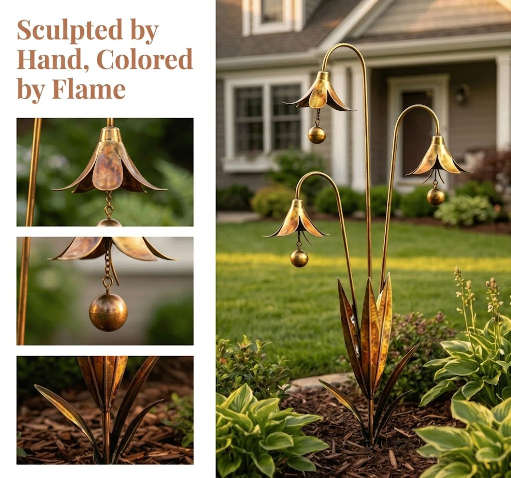 🔥 Hot Selling Yard Art Decor🔔✨Blue Bell Lily of the Valley Metal Garden Stake 