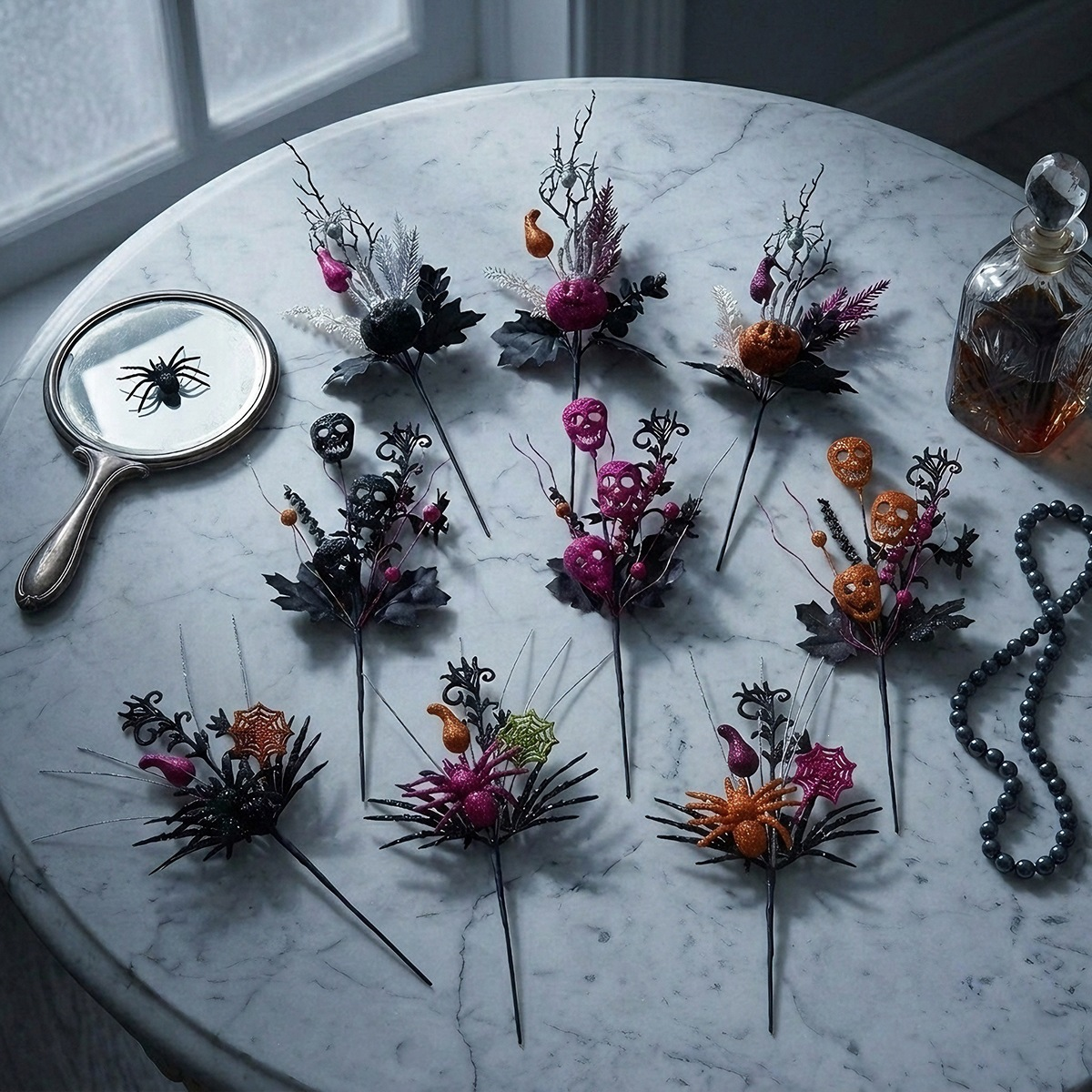 🕷️Halloween Countdown! Last Day 49% OFF 🎃 9 Styles Gothic Halloween Floral Picks 👻