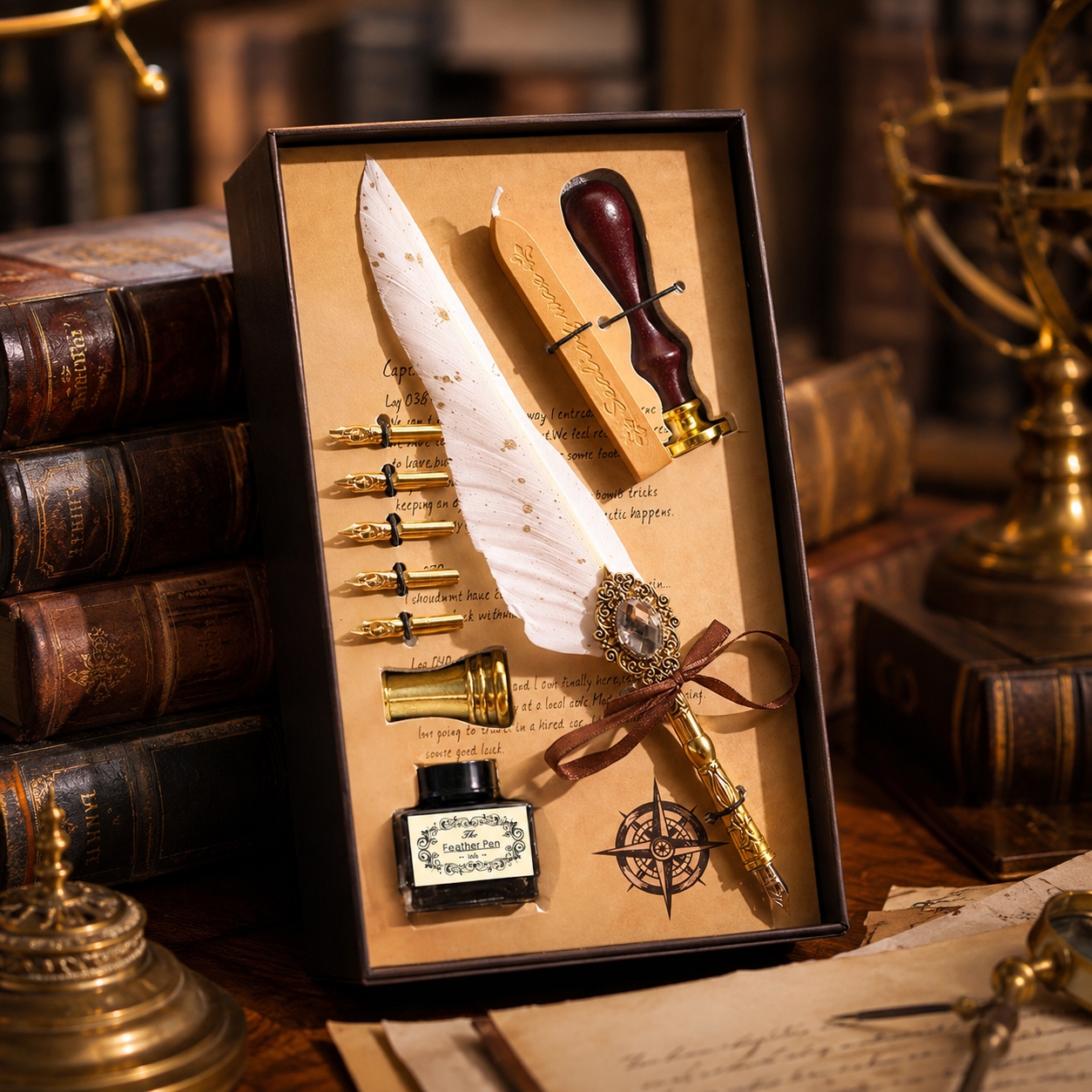🔥🔥🔥LAST DAY 53% OFF - Vintage Quill Dip Pen Wax Seal Gift Box