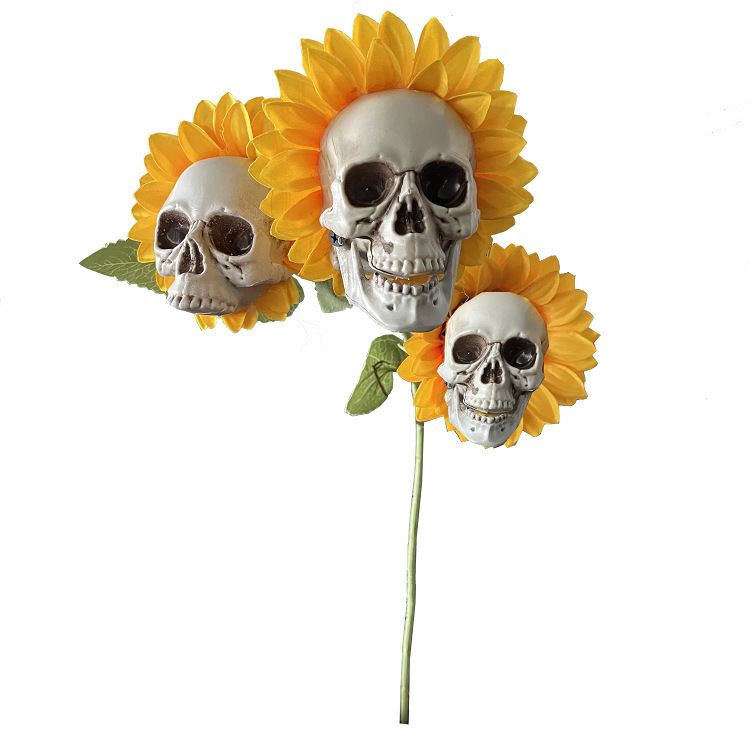 🌻 Solar Sunflower Skull Stake Light - Illuminate Your Halloween with Spooky Charm!