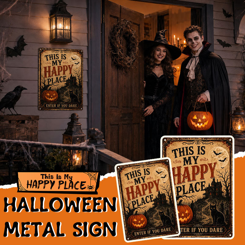 🔥Hot Selling Vintage Halloween Metal Sign 👻 Enter If You Dare Spooky Wall Decor