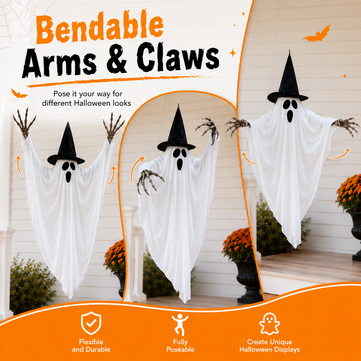 🔥Bestseller Bendable Lighted Hanging Ghost Halloween Decor 👻