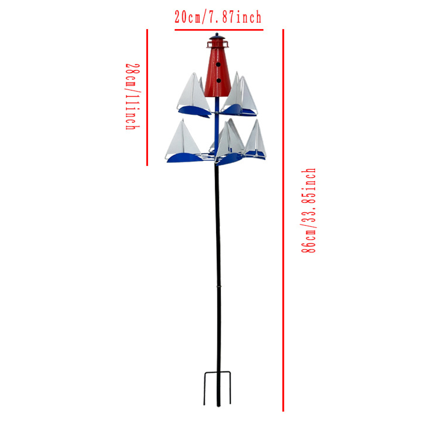 🌊Spinning Sailboat Lighthouse Metal Wind Spinner | Bring Ocean Breeze To Your Garden Yard⛵