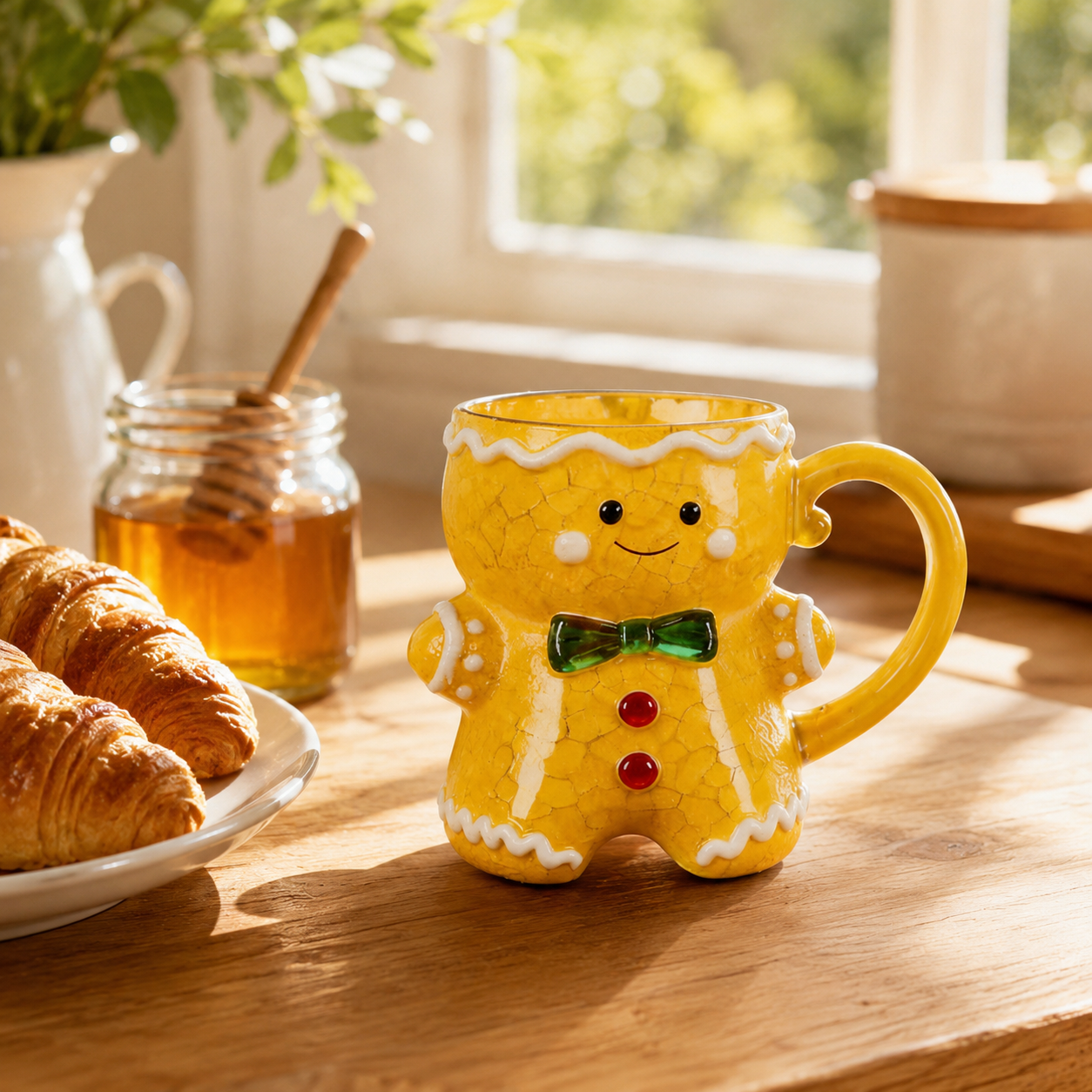 3D Crackle Glaze Gingerbread Man Ceramic Mug Christmas Decor Coffee Cup