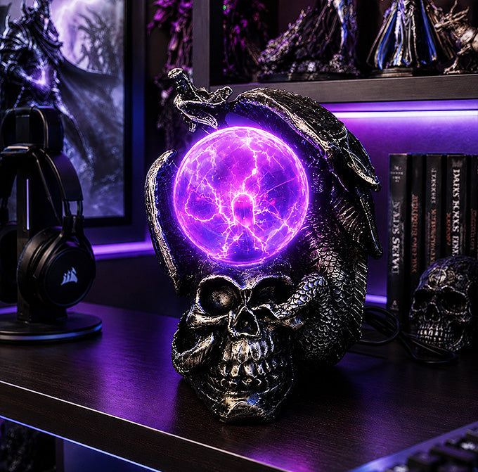 🧟 Your Touch Summons Purple Magic Lightning – Skull Witch Hand Plasma Globe Lamp