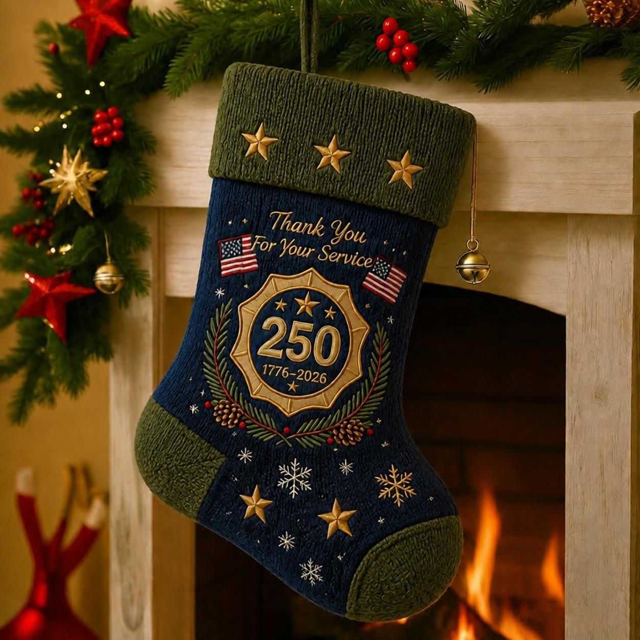 🎖️USA 250th Anniversary 1776–2026 Embroidered Christmas Stocking