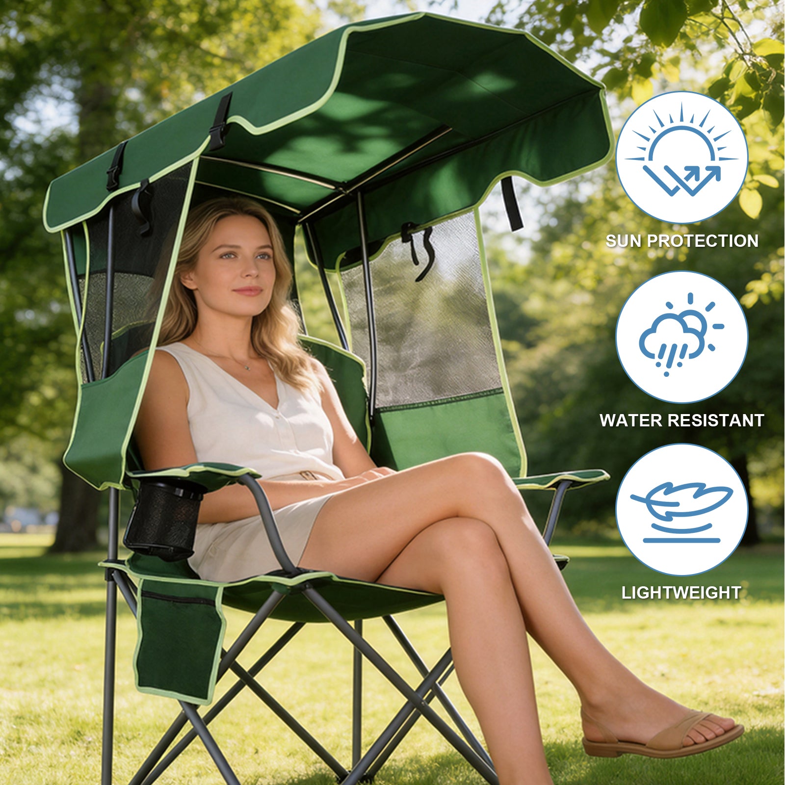 🔥 Hot Sale! Cometnap Folding Beach Chair with Adjustable Canopy