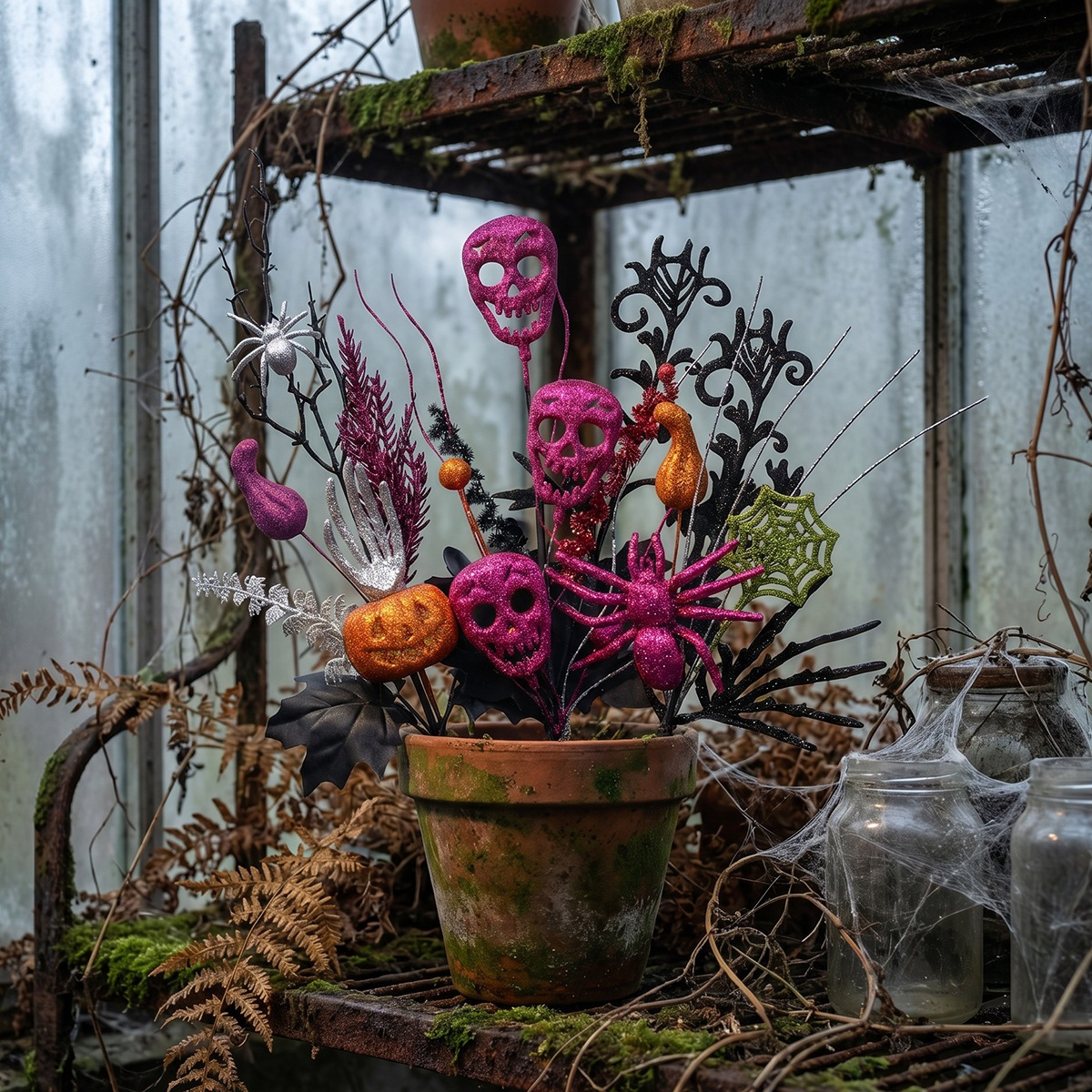 🕷️Halloween Countdown! Last Day 49% OFF 🎃 9 Styles Gothic Halloween Floral Picks 👻